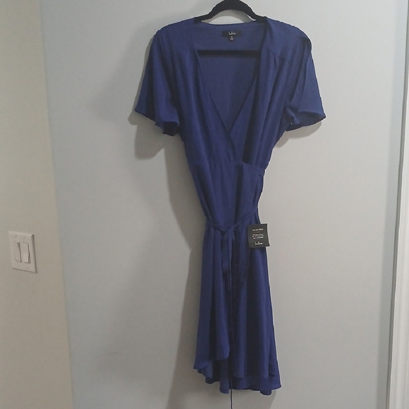 Lulu's Royal Blue High Low Wrap Dress Sz Xl New With Tags - Picture 5 of 7